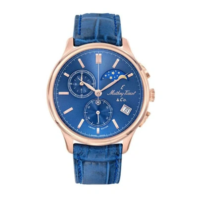 Mathey-tissot Edmond G10 Chronograph Quartz Blue Dial Men's Watch H1886rchpbu In Blue / Gold Tone / Rose / Rose Gold Tone