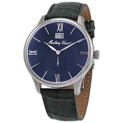 Pre-owned Mathey-tissot Edmond Quartz Blue Dial Mens Leather Watch H1886qas