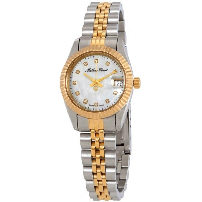 Mathey-tissot Mathey Ii Quartz Crystal Mother Of Pearl Dial Ladies Watch D710bi In Two Tone  / Gold / Gold Tone / Mop / Mother Of Pearl / Yellow
