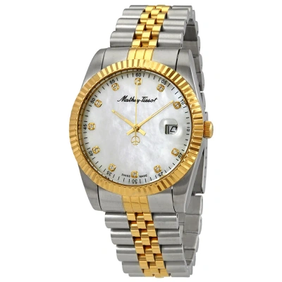 Mathey-tissot Mathey Ii Quartz Crystal Mother Of Pearl Dial Men's Watch H710bi In Two Tone  / Gold / Gold Tone / Mop / Mother Of Pearl / Yellow