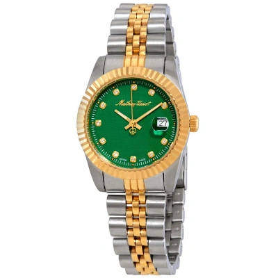 Mathey-tissot Mathey Iii Quartz Crystal Green Dial Ladies Watch D810bv In Two Tone  / Gold / Gold Tone / Green / Yellow