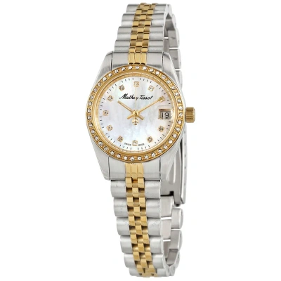 Mathey-tissot Mathy Iv Quartz Ladies Watch D709bqi In Two Tone  / Gold Tone / Mop / Mother Of Pearl / White / Yellow
