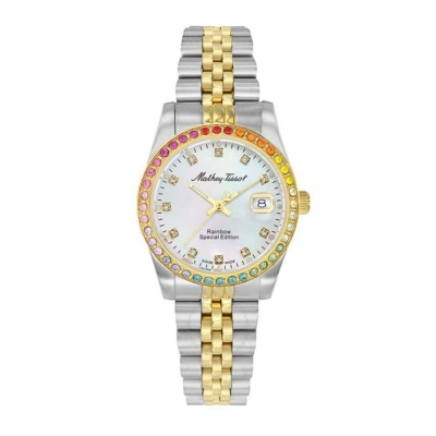 Mathey-tissot Mathy Rainbow Quartz White Dial Ladies Watch D809bqyi In Two Tone  / Gold Tone / Rainbow / White / Yellow