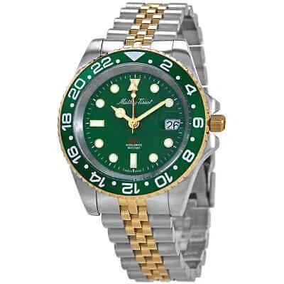 Pre-owned Mathey-tissot Mathy Vintage Gmt Two-tone Green Hulk Dial Men's Watch H903bbv