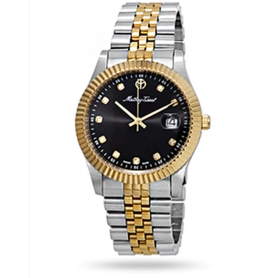 Mathey-tissot Rolly Iii Crystal Black Dial Men's Watch H710bn In Two Tone  / Black / Gold Tone / Yellow