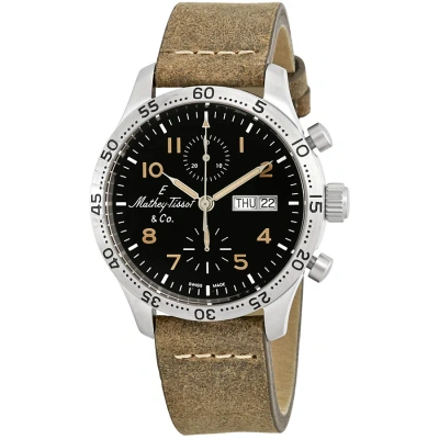 Mathey-tissot Type 21 Chrono Automatic Chronograph Black Dial Men's Watch H1821chatlno In Black / Brown / Gold Tone