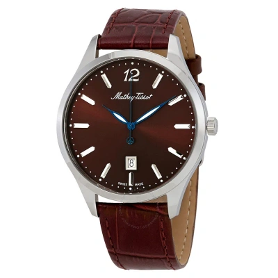 Mathey-tissot Urban Brown Dial Brown Leather Men's Watch H411am In Blue / Brown