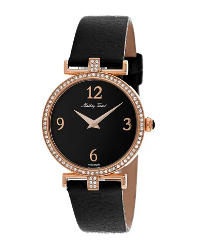 Mathey-tissot Gaia Quartz Black Dial Ladies Watch D587qpn In Black / Gold Tone / Rose / Rose Gold Tone