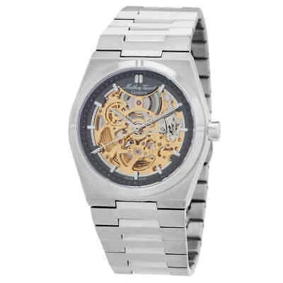 Pre-owned Mathey-tissot Zeus Skeleton Automatic Grey Dial Men's Watch H118cfas