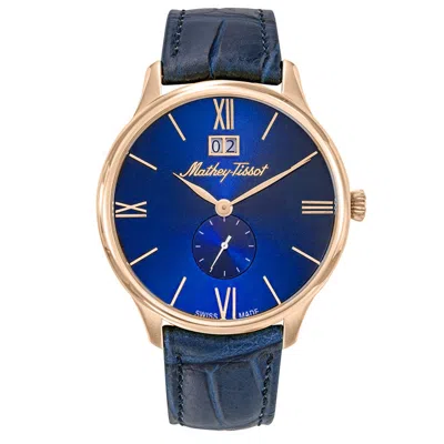 Mathey-tissot Men's Edmond Blue Dial Watch In Gold