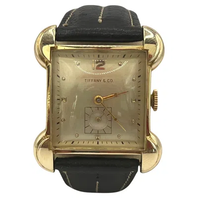 Pre-owned Mathey-tissot Tiffany & Co  14k Gold Heavy Art Deco Flared Lug Mens Watch In Multi