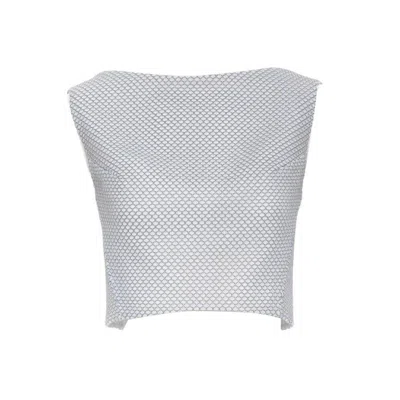 Pre-owned Maticevski 2016 Petal Bodice Honeycomb Textured Sleeveless Crop Top Au8 Xs In Gray