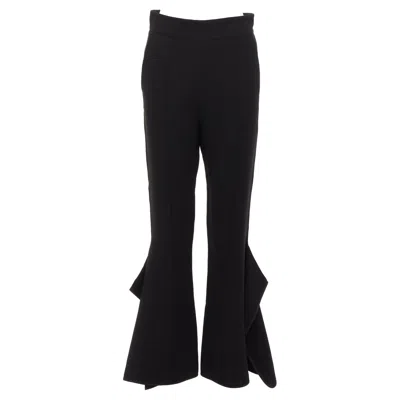 Pre-owned Maticevski 2016 Primal Black Front Pleat Side Ruffles Flare Leg Pants Aus10 M