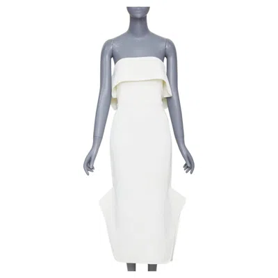 Pre-owned Maticevski 2017 Du Jour Bridal Structured Ruffle Strapless Cocktail Dress Aus6 In Gray