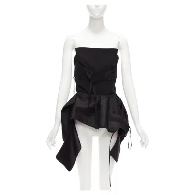 Pre-owned Maticevski 2017 Trinity Linen Deconstructed Panels Peplum Bustier Top Aus8 S In Gray