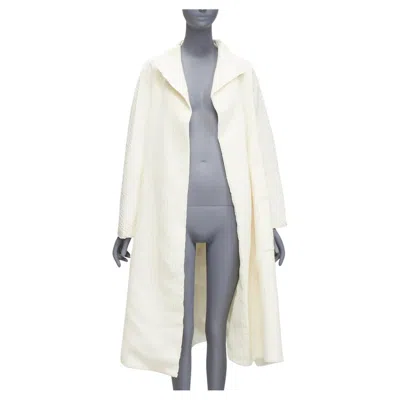 Pre-owned Maticevski 2021 Prestige Cream 3d Collar Pocketed Side Slit Coat Aus10 S In White