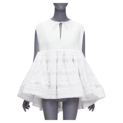 Pre-owned Maticevski 2022 Escapism White Stiff Tulle Trim Voluminous Peplum Top Aus10 M