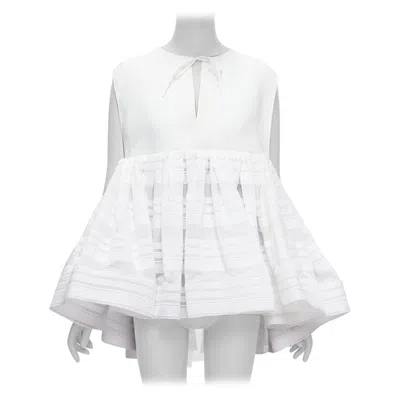 Pre-owned Maticevski 2022 Escapism White Stiff Tulle Trim Voluminous Peplum Top Aus10 M