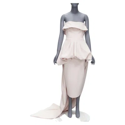 Pre-owned Maticevski 2022 Situational Off White Strapless Peplum Top Gown Skirt Aus10 M