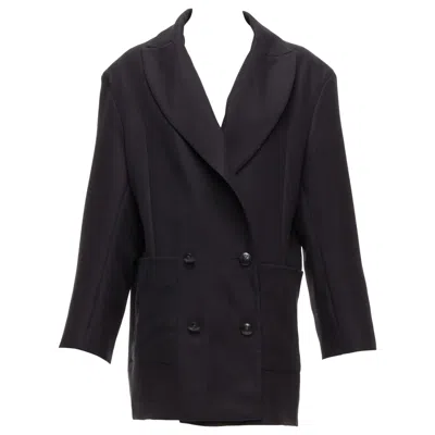 Pre-owned Maticevski 2022 Territories Black Silk Lined Buttoned Oversized Blazer Aus8 S