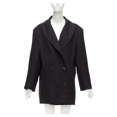 Pre-owned Maticevski 2022 Territories Black Silk Lined Buttoned Oversized Blazer Aus8 S