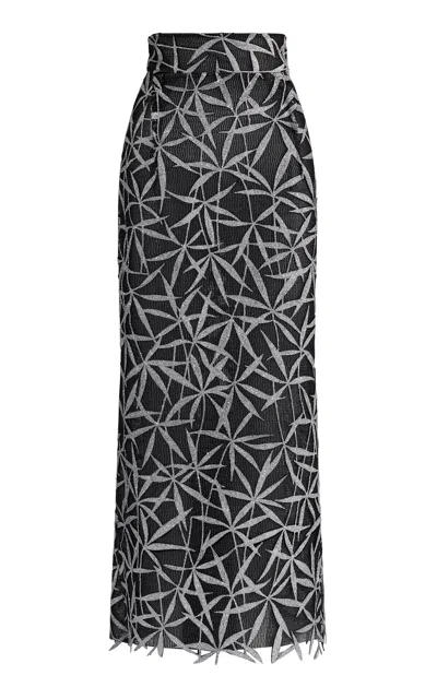 Maticevski Ada Metallic Pencil Midi Skirt In Silver