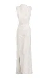 Maticevski Alabaster Feathey Silk-blend Gown In White