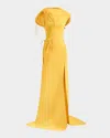 Maticevski Alena Fringe Applique Slit Gown In Sunshine Fringe