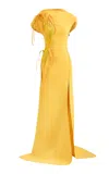 Maticevski Alena Fringe Applique Slit Gown In Yellow