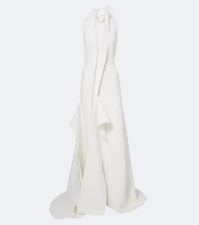 Maticevski Allude Asymmetric Halterneck Jersey Gown In White