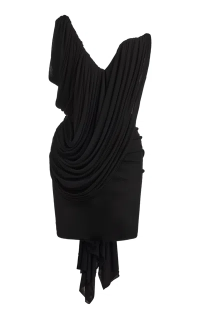 Maticevski Amend Strapless Draped Chiffon Mini Dress In Black