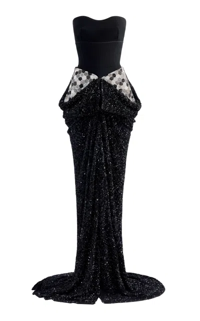 Maticevski Amiah Sequined Gown In Black