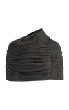 Maticevski Annika Ruched Cape Top In Dark Grey