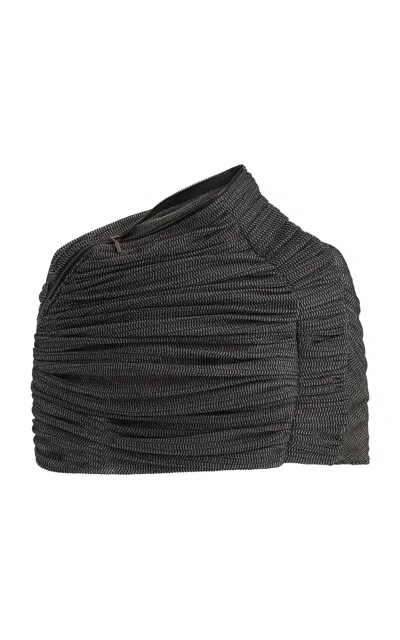 Maticevski Annika Ruched Cape Top In Dark Grey