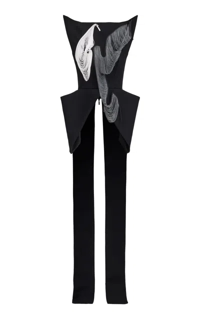 Maticevski Another Fringe-detailed Crepe Top In Black