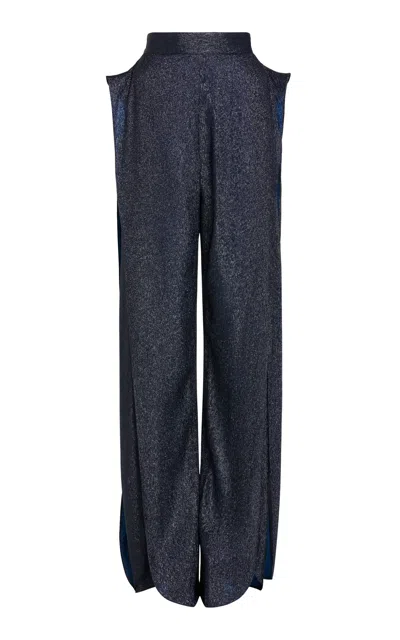 Maticevski Appearance Lamé Wide-leg Trousers In Blue