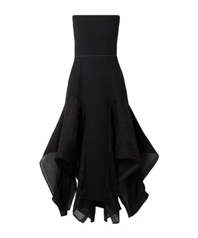 Maticevski Asymmetric Crepe And Crinkled-organza Dress In Black