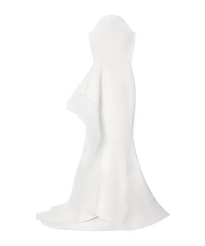 Maticevski Asymmetrical Strapless Tulle-trim Gown In White