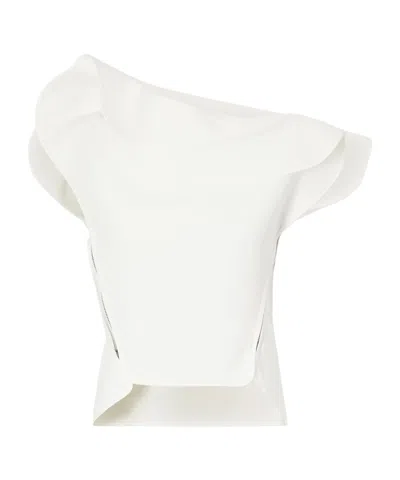 Maticevski Whirl Asymmetric Layered Crepe Top In White