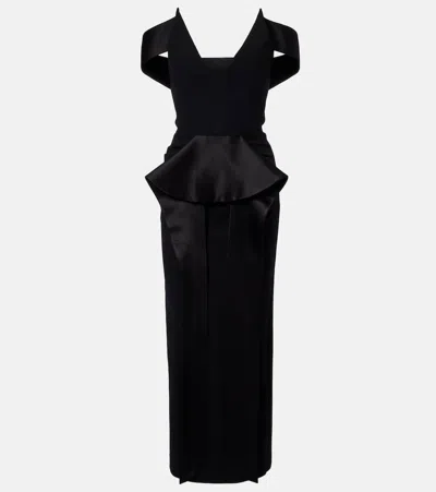 Maticevski Barrier Off-shoulder Satin Midi Dress In Black