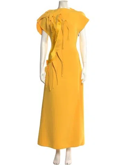 Pre-owned Maticevski Bateau Neckline Long Dress In Yellow
