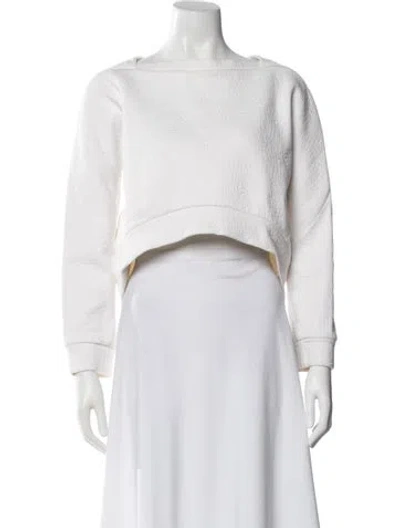 Pre-owned Maticevski Bateau Neckline Long Sleeve Crop Top In White