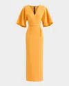 Maticevski Benefit Flutter-sleeve Midi Dress In Melon