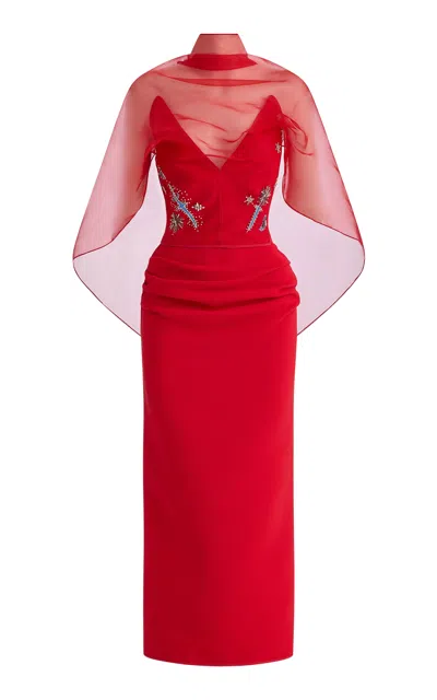 Maticevski Biker Doll Beaded Midi Cape Dress