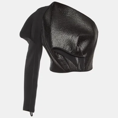 Maticevski Black Crepe Regiment One Shoulder Crop Top