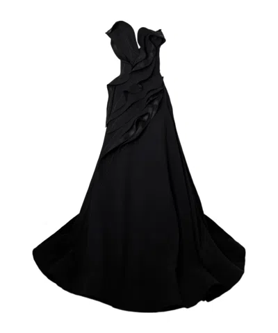 Maticevski Black Strapless Evening Gown