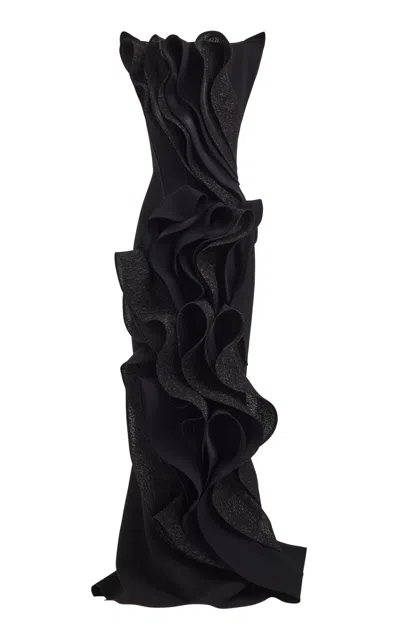 Maticevski Bonita Sculptural Crepe Gown In Black
