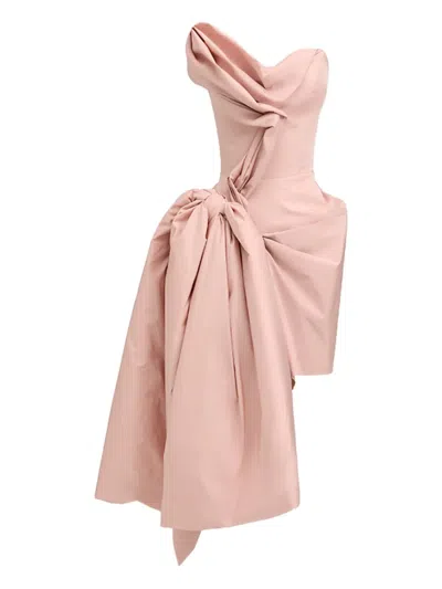 Maticevski Bow-detail Draped Dress In Pink