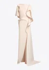 Maticevski Breeze Fold Ruffled Gown In Cream