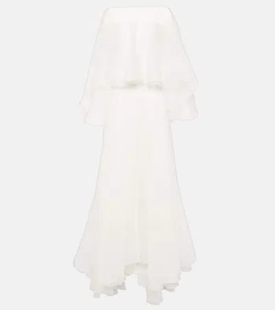 Maticevski Bridal Dhalia Caped Silk Gown In White